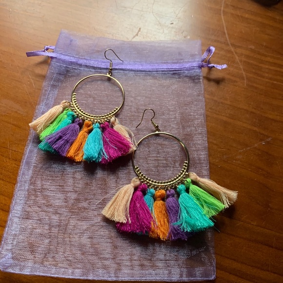 Tassel Hoop Earrings - Picture 2 of 9